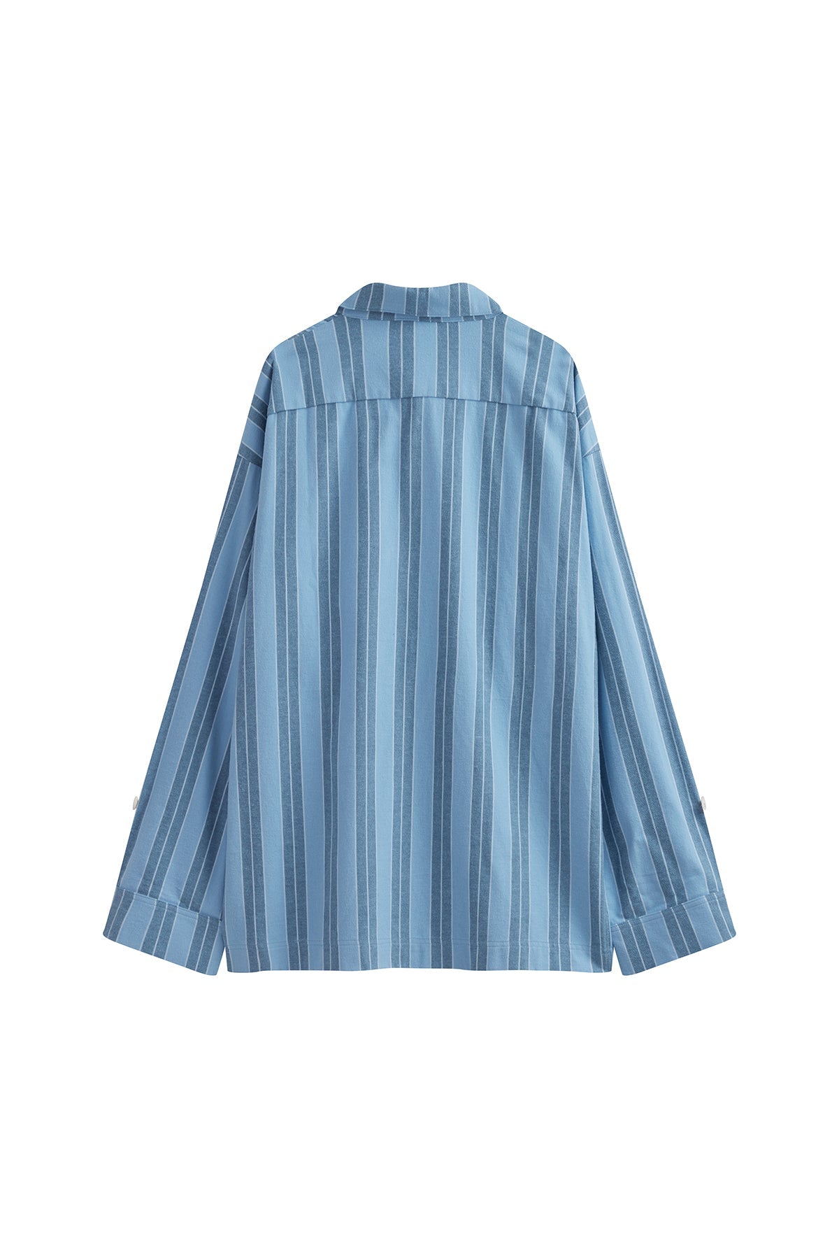 Long Sleeve Sleep Shirt Flannel in Daybreak Stripe, back view