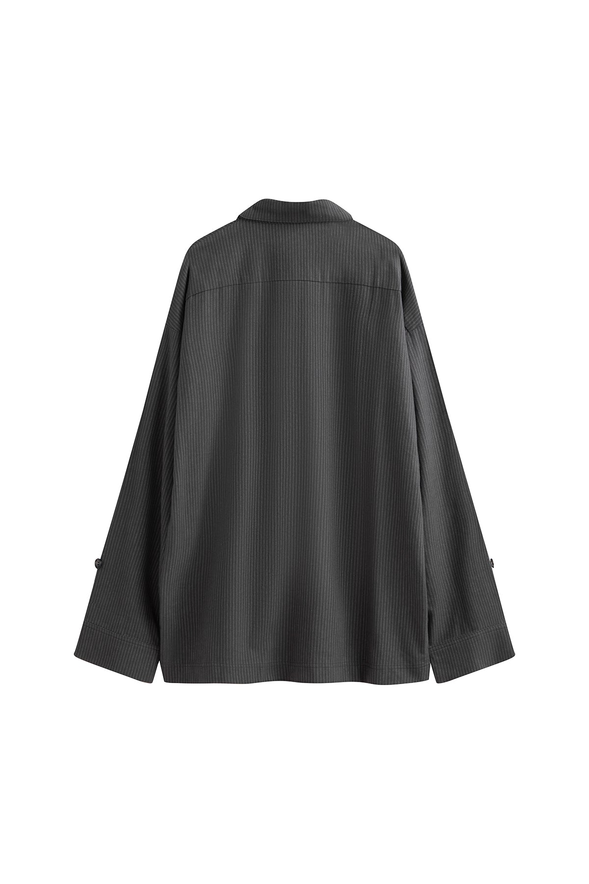 Long Sleeve Sleep Shirt Flannel in Evening Pinstripe, back view