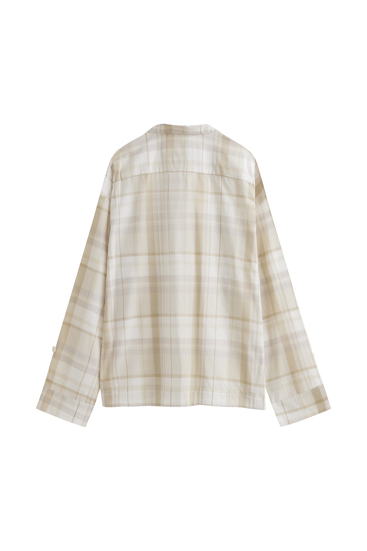 Long Sleeve Sleep Shirt Macel in Oat Check, back view