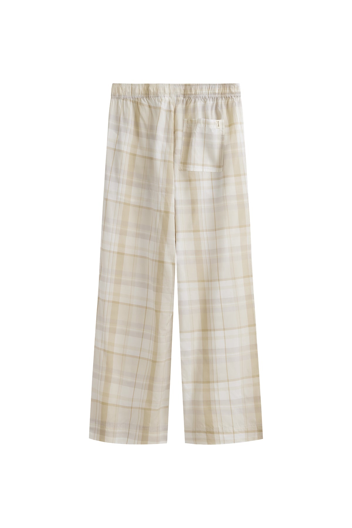 Oat Check Long Sleep Pant Macel, back view showing back pocket