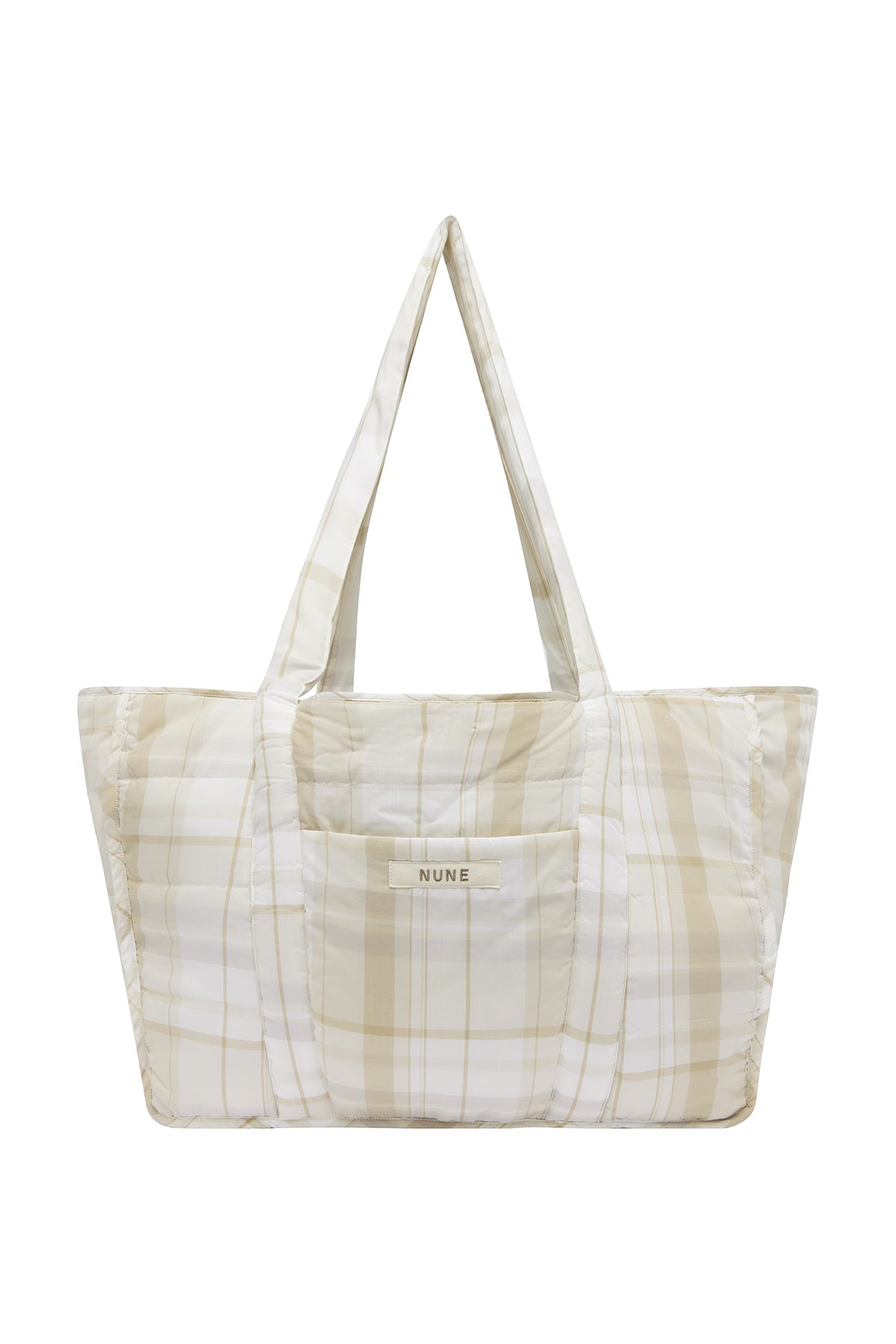 Oat Check Doona Tote front view showing front pocket