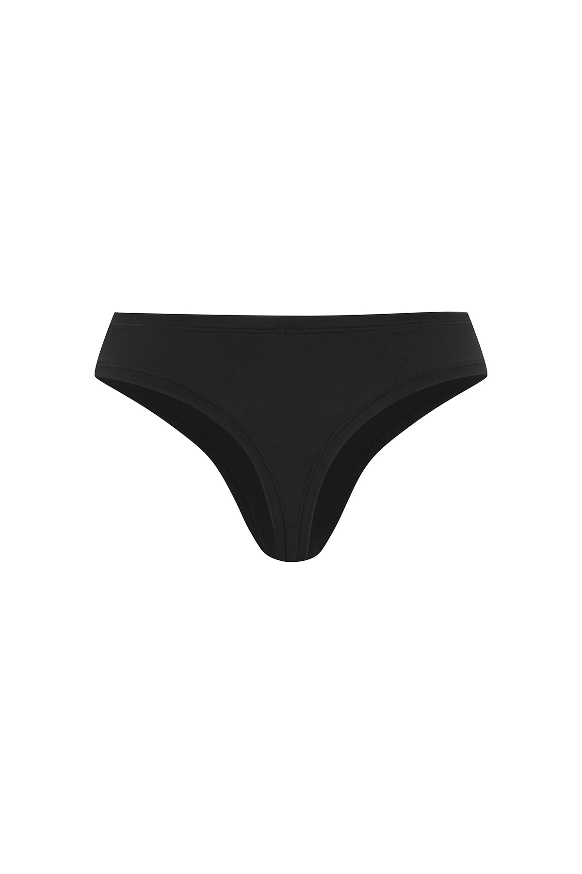 G string in black features smooth finishes and a high-cut silhouette, back view