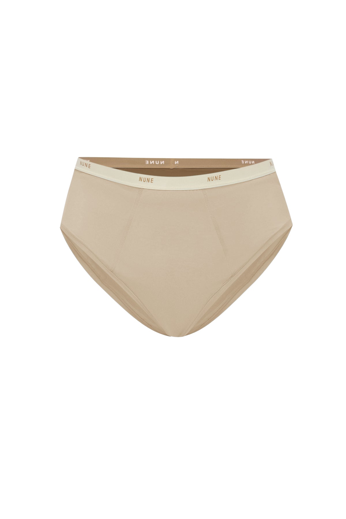Women's Latte High Waist Brief featuring soft folded edges and a double-lined front made from a silky-soft micromodal blend front view