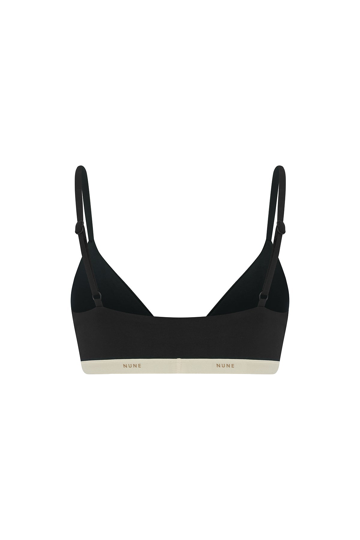 Triangle Bralette in Black in silky-soft micromodal blend, back view showing adjustable straps