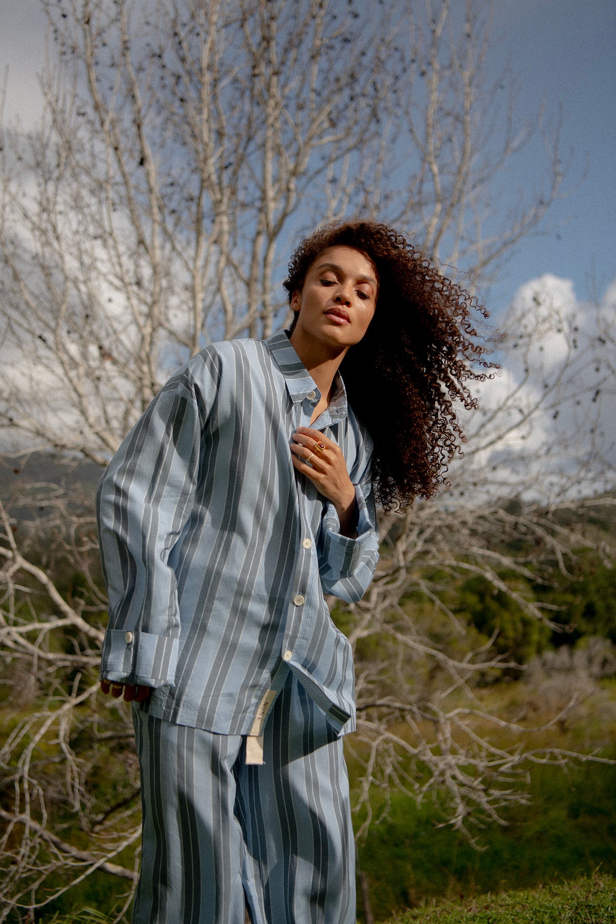 Long Sleeve Sleep Shirt Macel - Daybreak Stripe