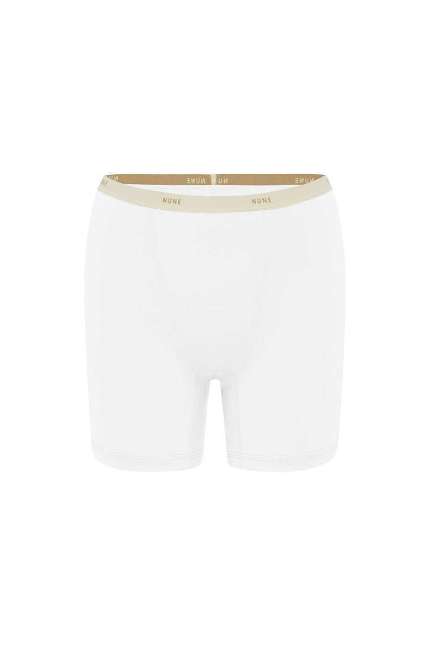 Women’s Boxer Brief in White silky-soft micromodal blend, like his Boxer Briefs, only cooler, front view