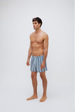 Boxer Short in Daybreak Stripe worn by male model full length side view