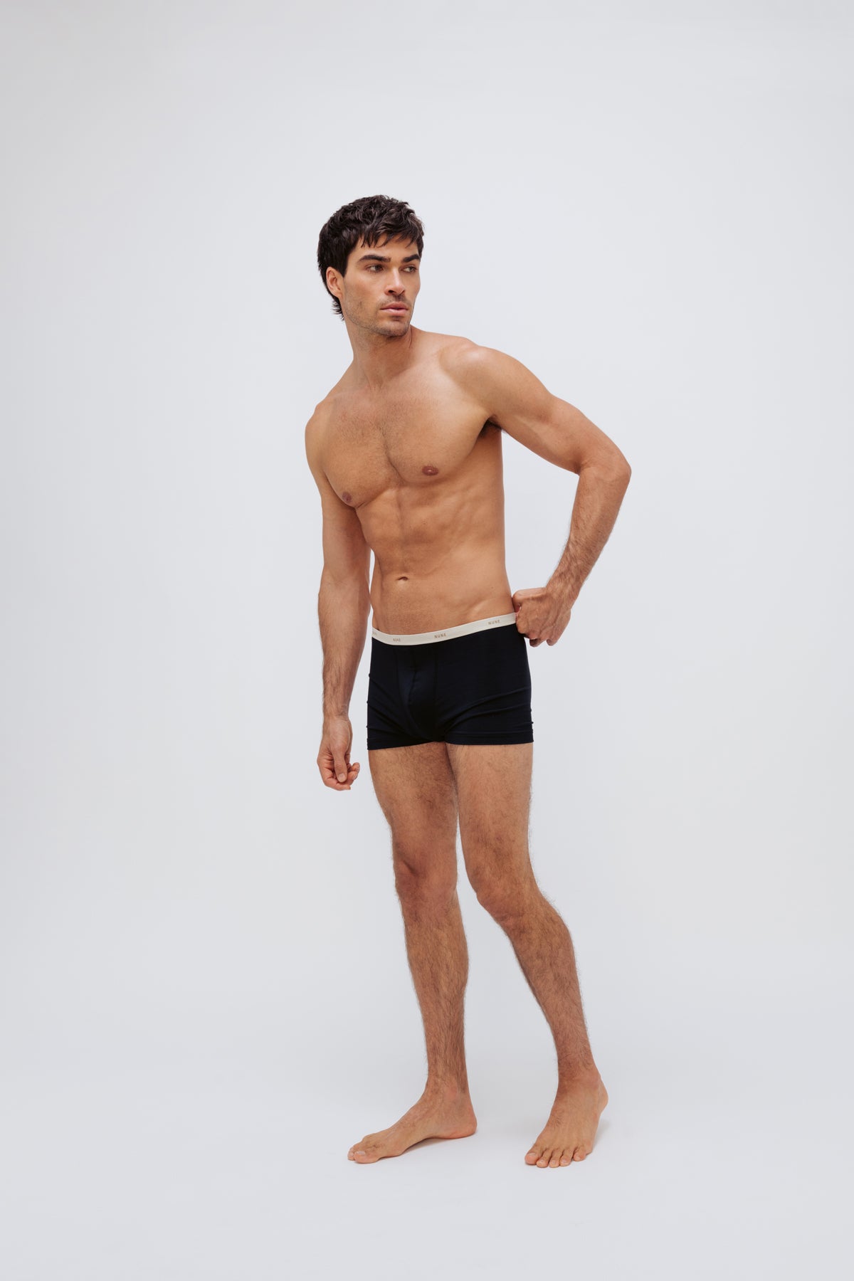 Men's Black Original Boxer Briefs crafted from premium micro modal worn by male model front view
