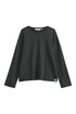 The Cosy Long Sleeve Top in charcoal front view showing a soft collar band for subtle structure.