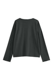 The Cosy Long Sleeve Top in charcoal back view showing a soft collar band for subtle structure.