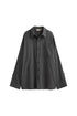Long Sleeve Sleep Shirt Flannel in Evening Pinstripe, front view