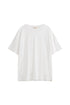 White Oversized Tee with a drop-shoulder silhouette made in organic cotton jersey, front view