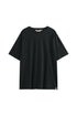 Black Oversized Tee with a drop-shoulder silhouette made in organic cotton jersey, front view