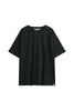 Black Oversized Tee with a drop-shoulder silhouette made in organic cotton jersey, front view