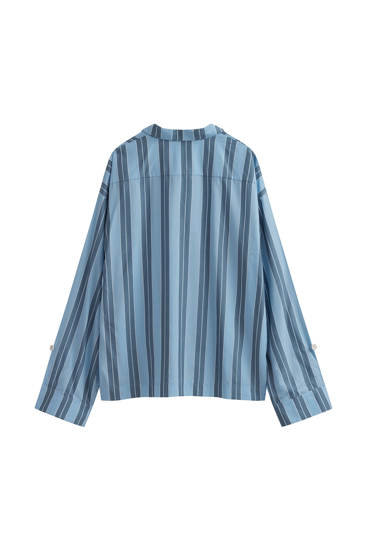 Blue Daybreak Stripe Long Sleeve Sleep Shirt in Macel back view