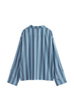 Blue Daybreak Stripe Long Sleeve Sleep Shirt in Macel back view