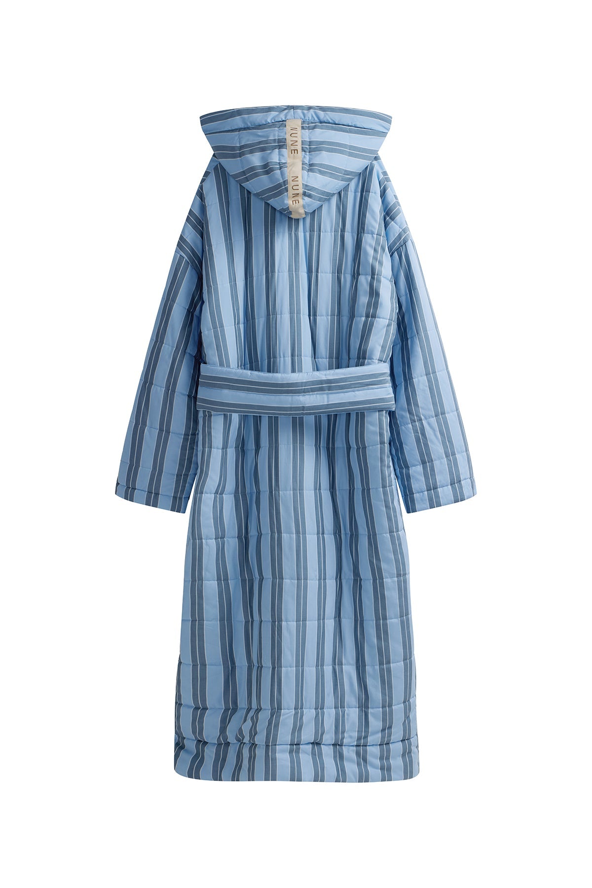 Daybreak Stripe Long Doona Robe back view showing removable waist tie 