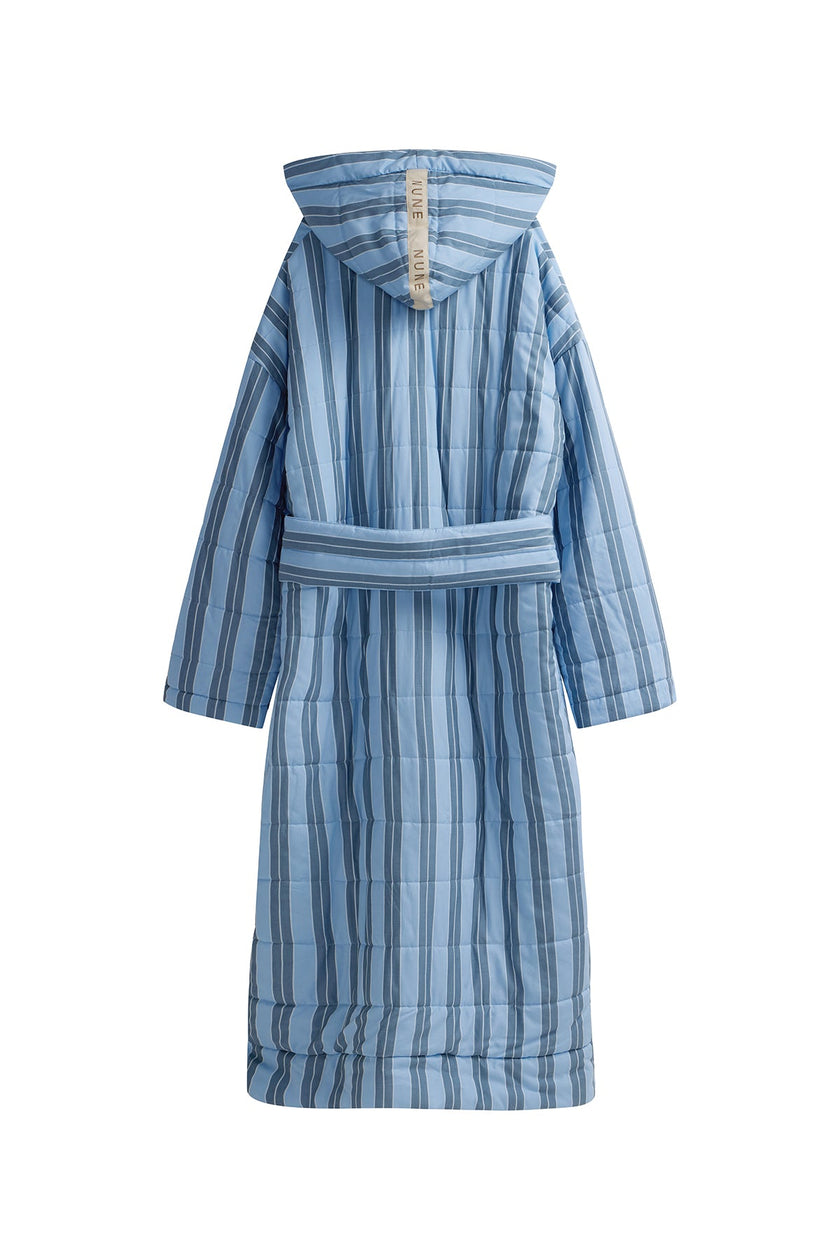 Daybreak Stripe Long Doona Robe back view showing removable waist tie 