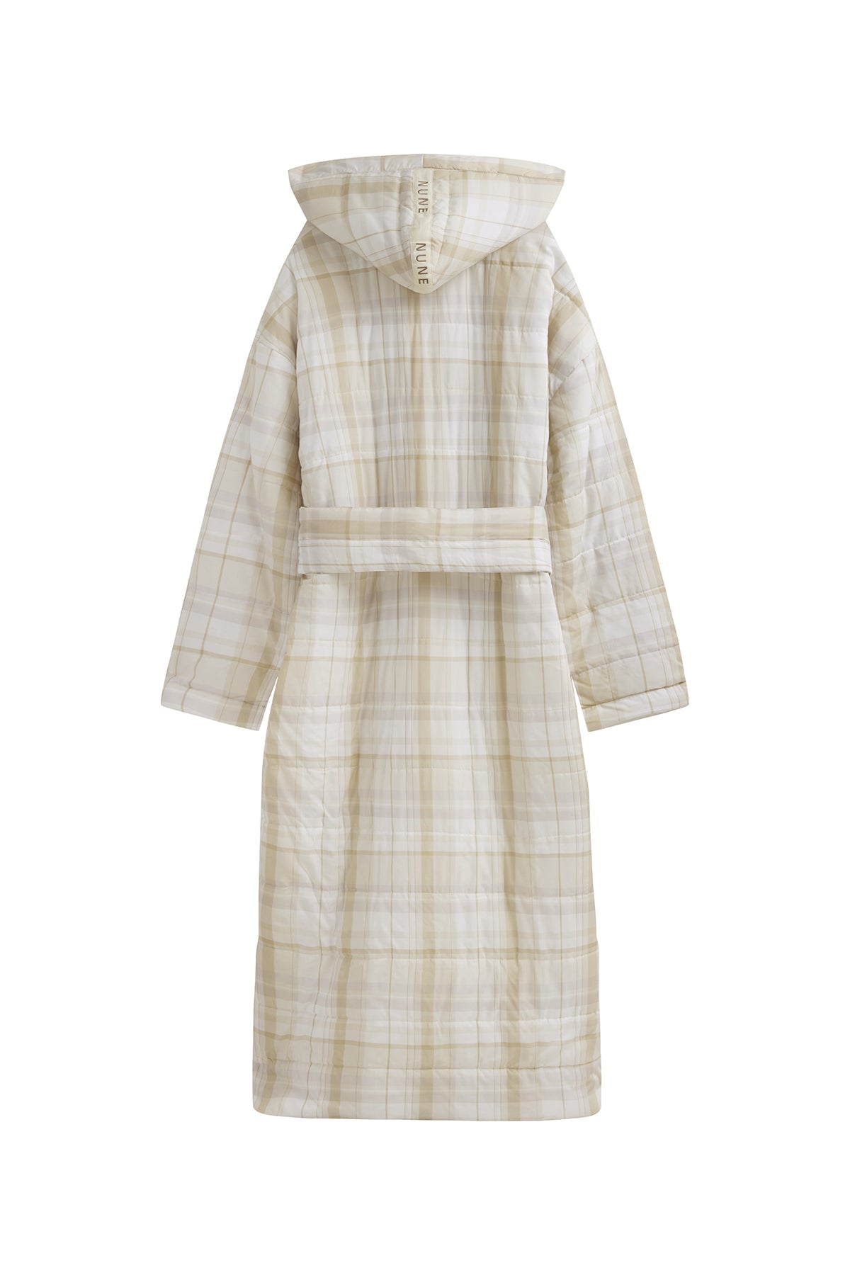 Oat Check Long Doona Robe back view showing removable waist tie 