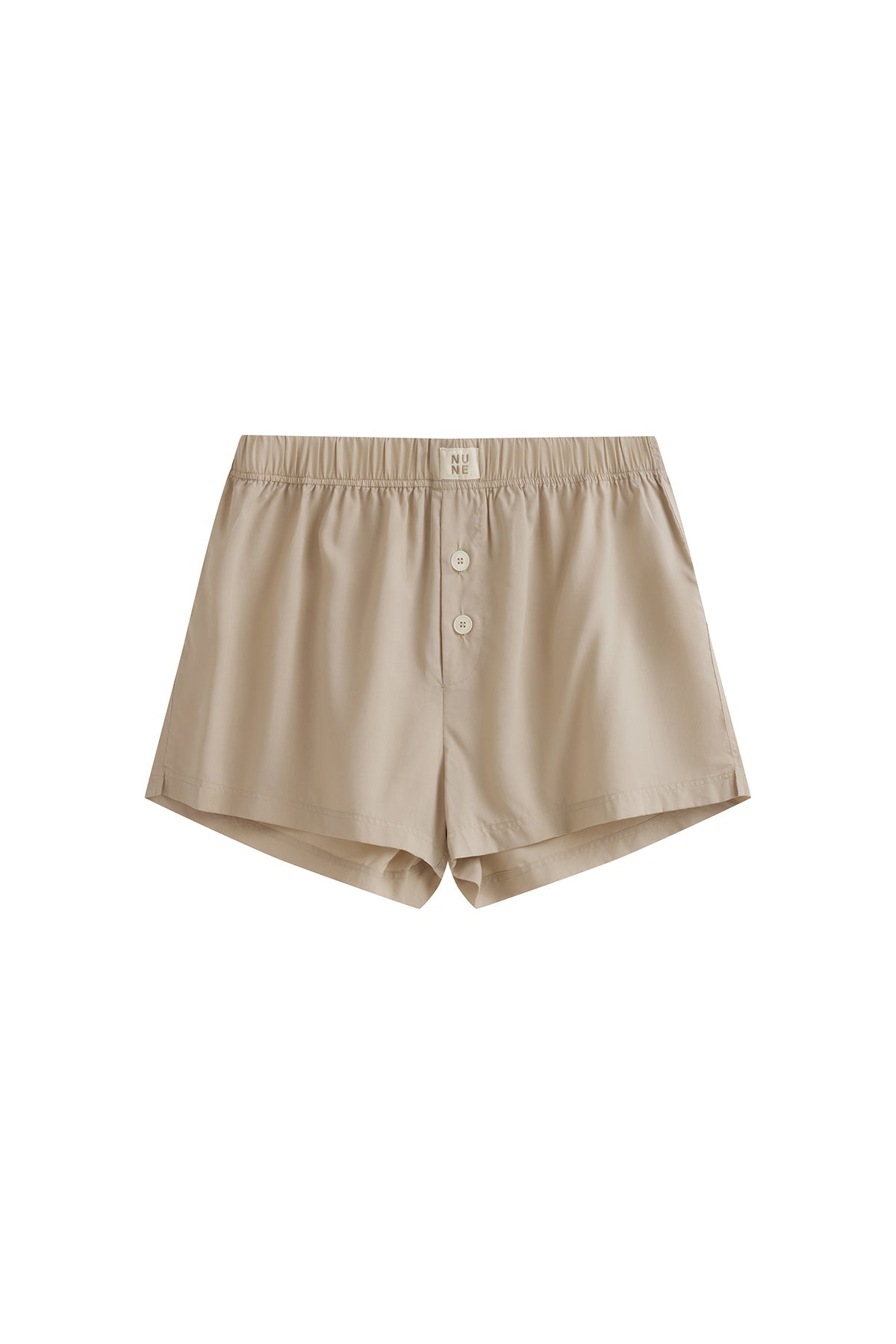 Oat boxer shorts with 2 buttons front view