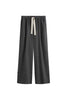 The flannel sleep pant in Evening Pinstripe. Front view showing natural cotton waist tie and front pockets.