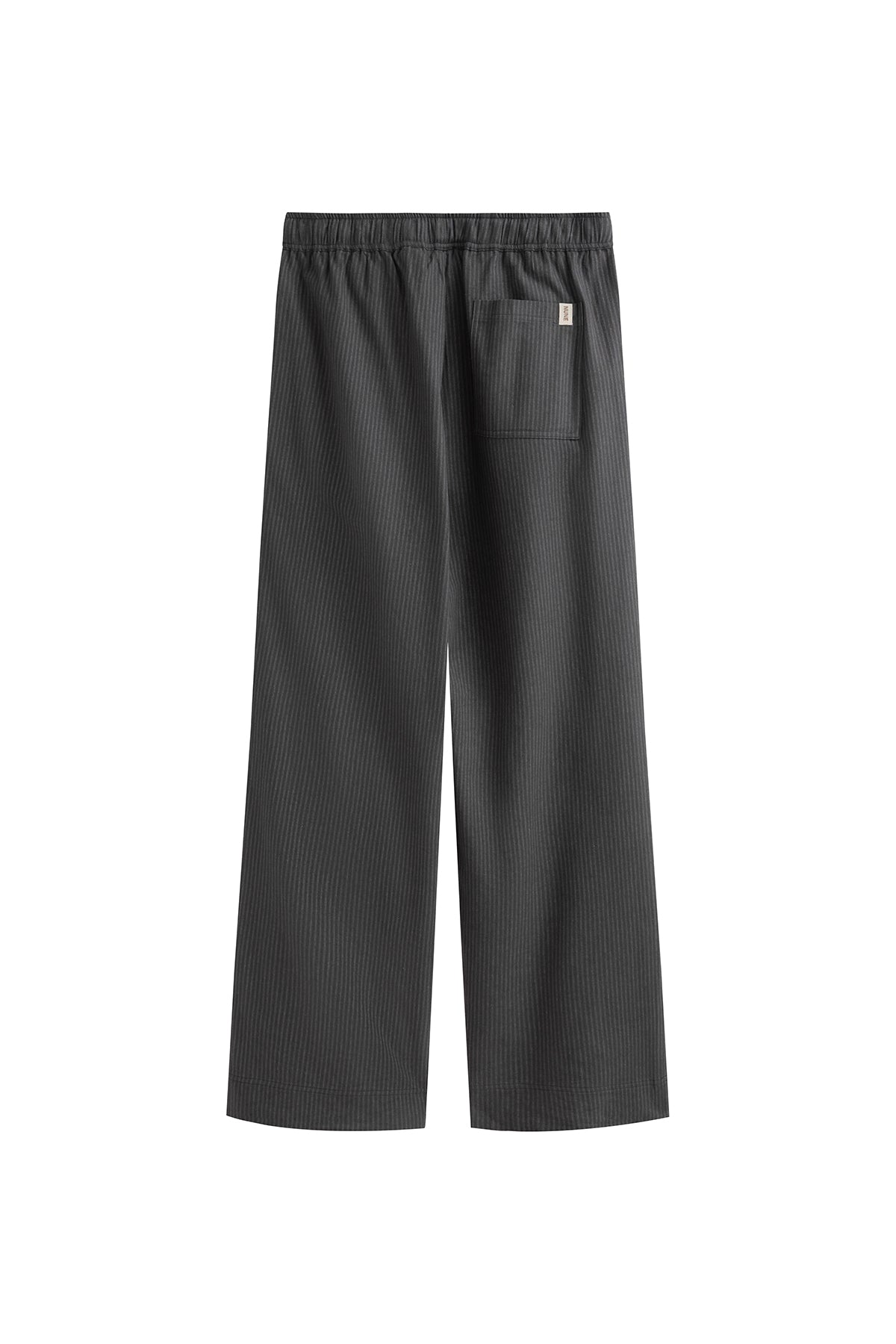 The flannel sleep pant in Evening Pinstripe. Back view showing single back pocket.