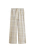 Oat Check Long Sleep Pant Macel with natural waist tie and adjustable length, front view showing front pockets