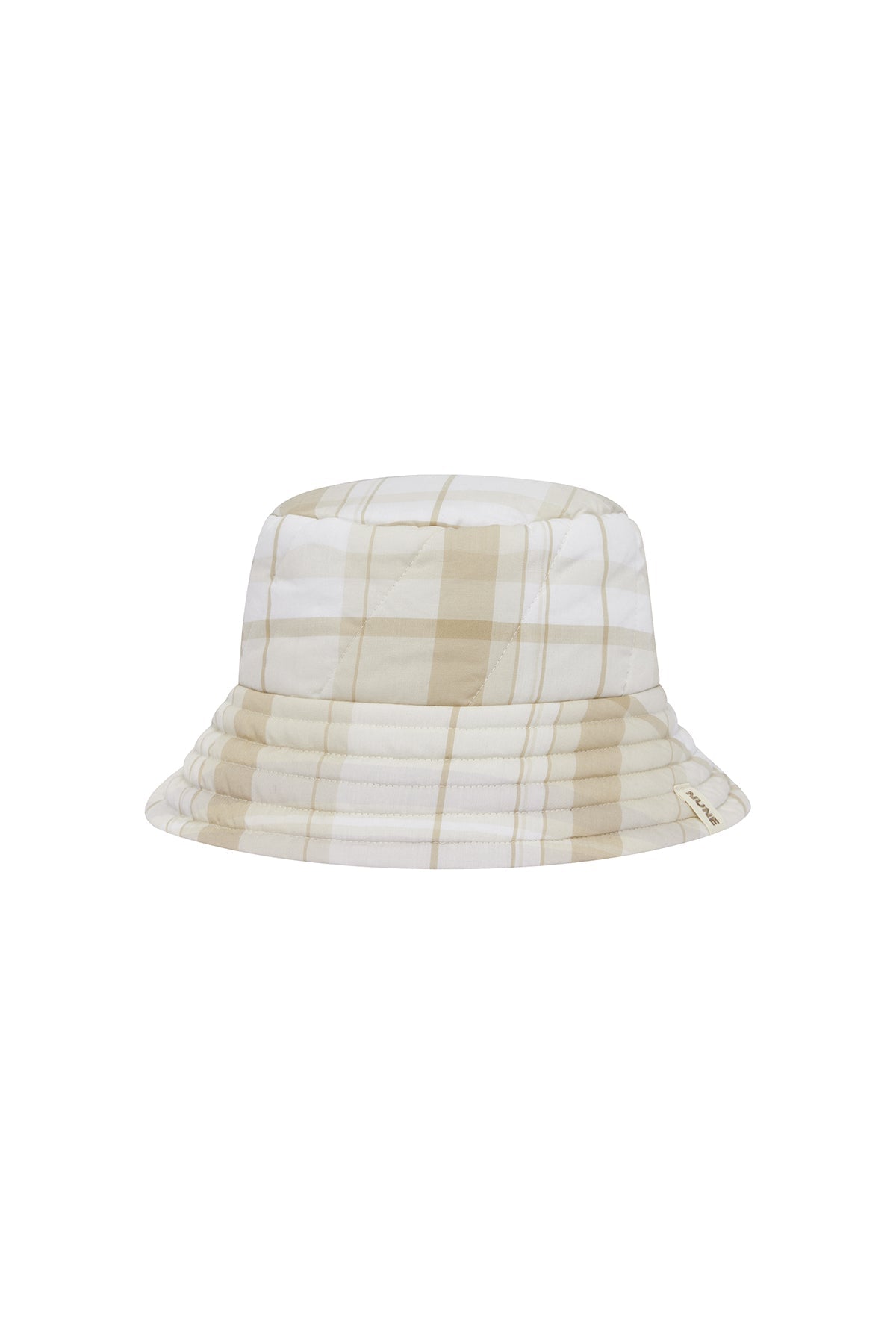 Doona Hat in Oat Check with fully padded doona or duvet finish