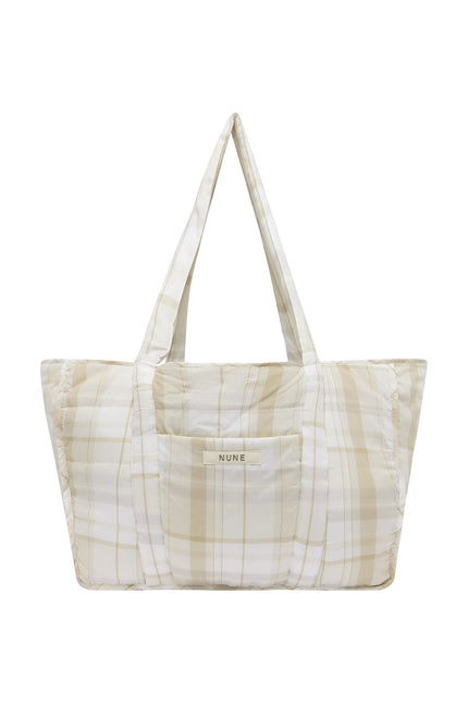 Oat Check Doona Tote front view showing front pocket