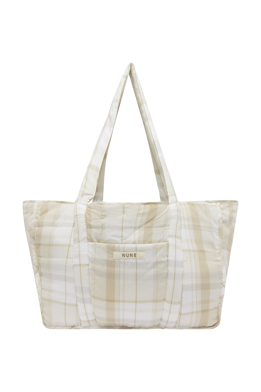 Oat Check Doona Tote front view showing front pocket