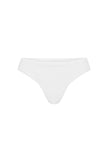 G string in white features smooth finishes and a high-cut silhouette, front view