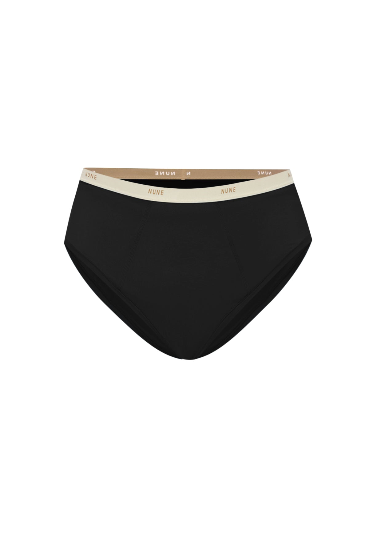 Women's Black High Waist Brief featuring soft folded edges and a double-lined front made from a silky-soft micromodal blend front view
