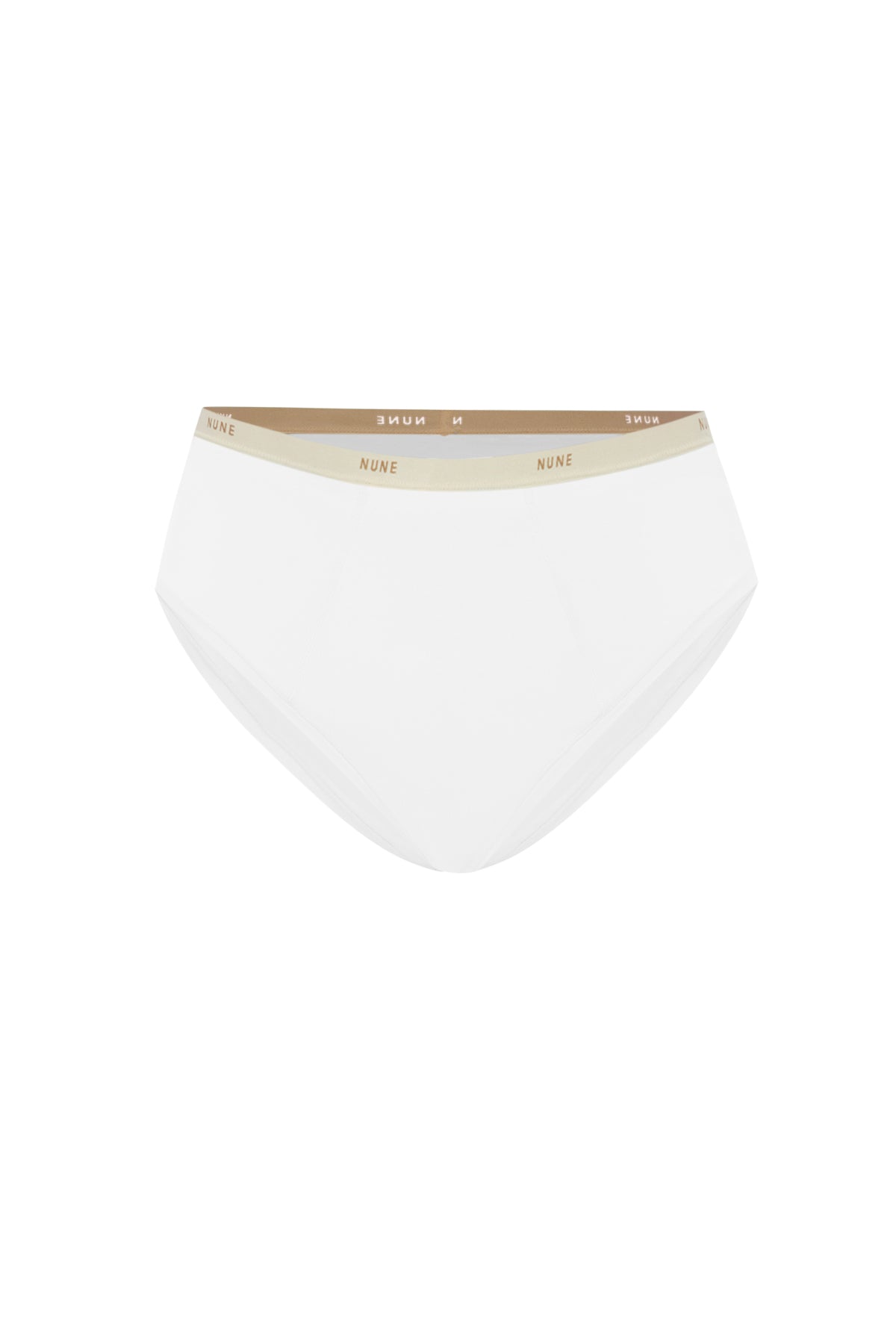 Women's White High Waist Brief featuring soft folded edges and a double-lined front made from a silky-soft micromodal blend front view