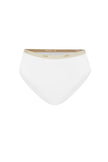 Women's White High Waist Brief featuring soft folded edges and a double-lined front made from a silky-soft micromodal blend front view
