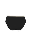 Women's Black High Waist Brief featuring soft folded edges and a double-lined front made from a silky-soft micromodal blend back view