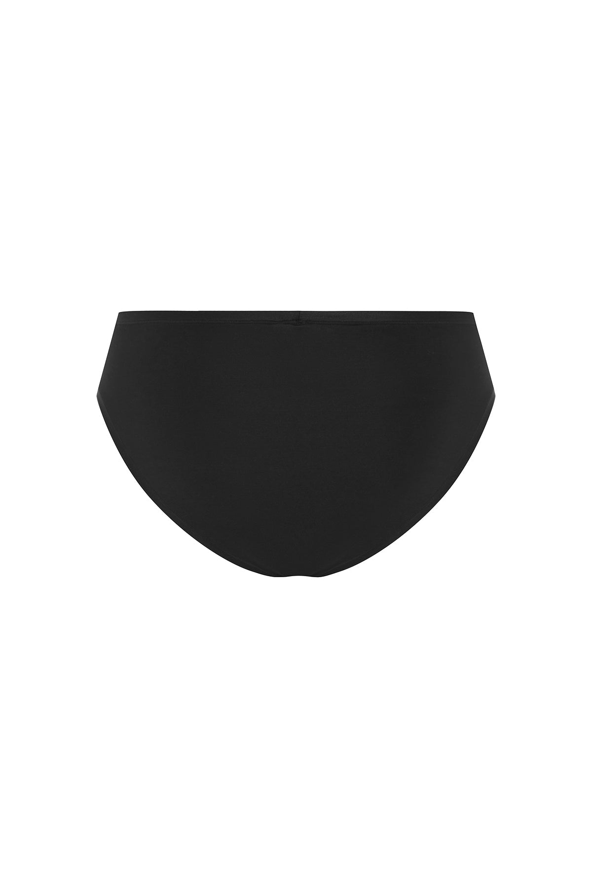 Women's Black Mid Brief featuring soft folded edges and a double-lined front made from a silky-soft micromodal blend back view