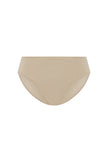 Women's Latte Mid Brief featuring soft folded edges and a double-lined front made from a silky-soft micromodal blend front view