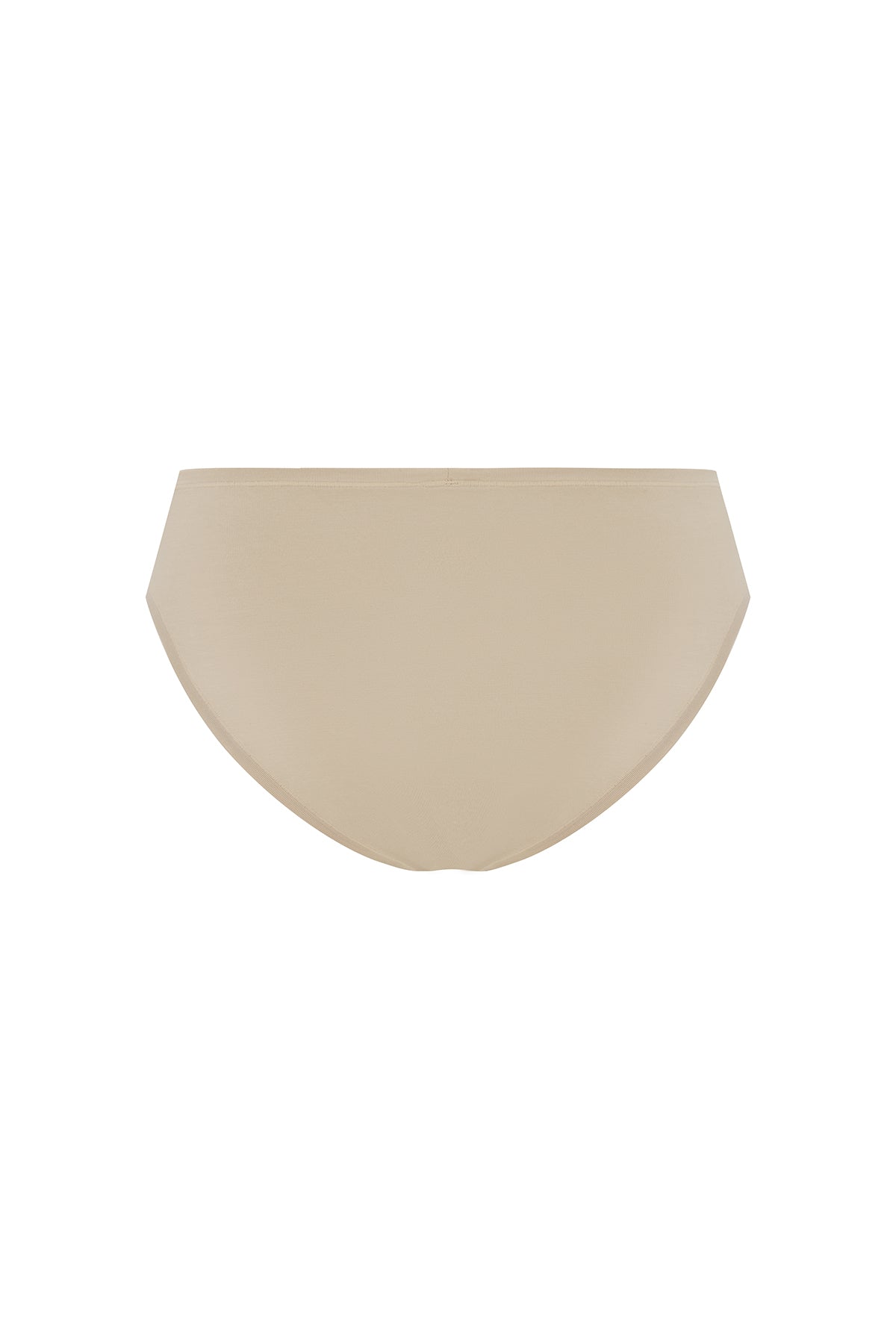Women's Latte Mid Brief featuring soft folded edges and a double-lined front made from a silky-soft micromodal blend, back view