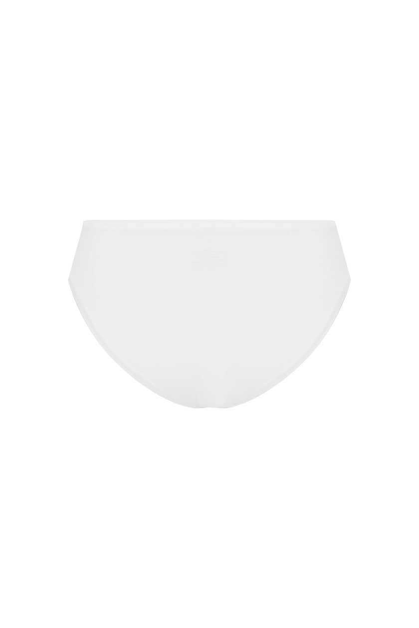 Women's White Mid Brief featuring soft folded edges and a double-lined front made from a silky-soft micromodal blend back view