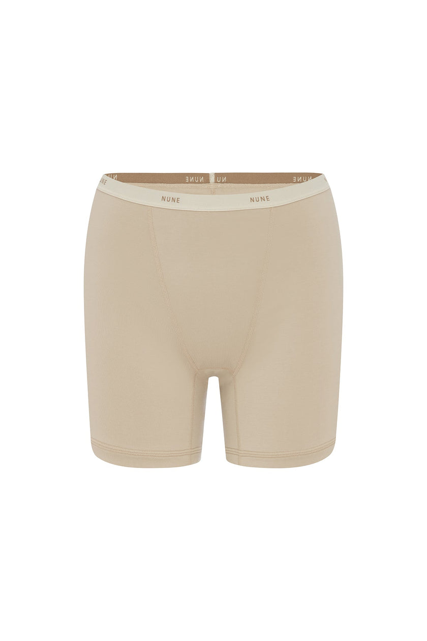 Women’s Boxer Brief in Latte silky-soft micromodal blend, like his Boxer Briefs, only cooler, front view