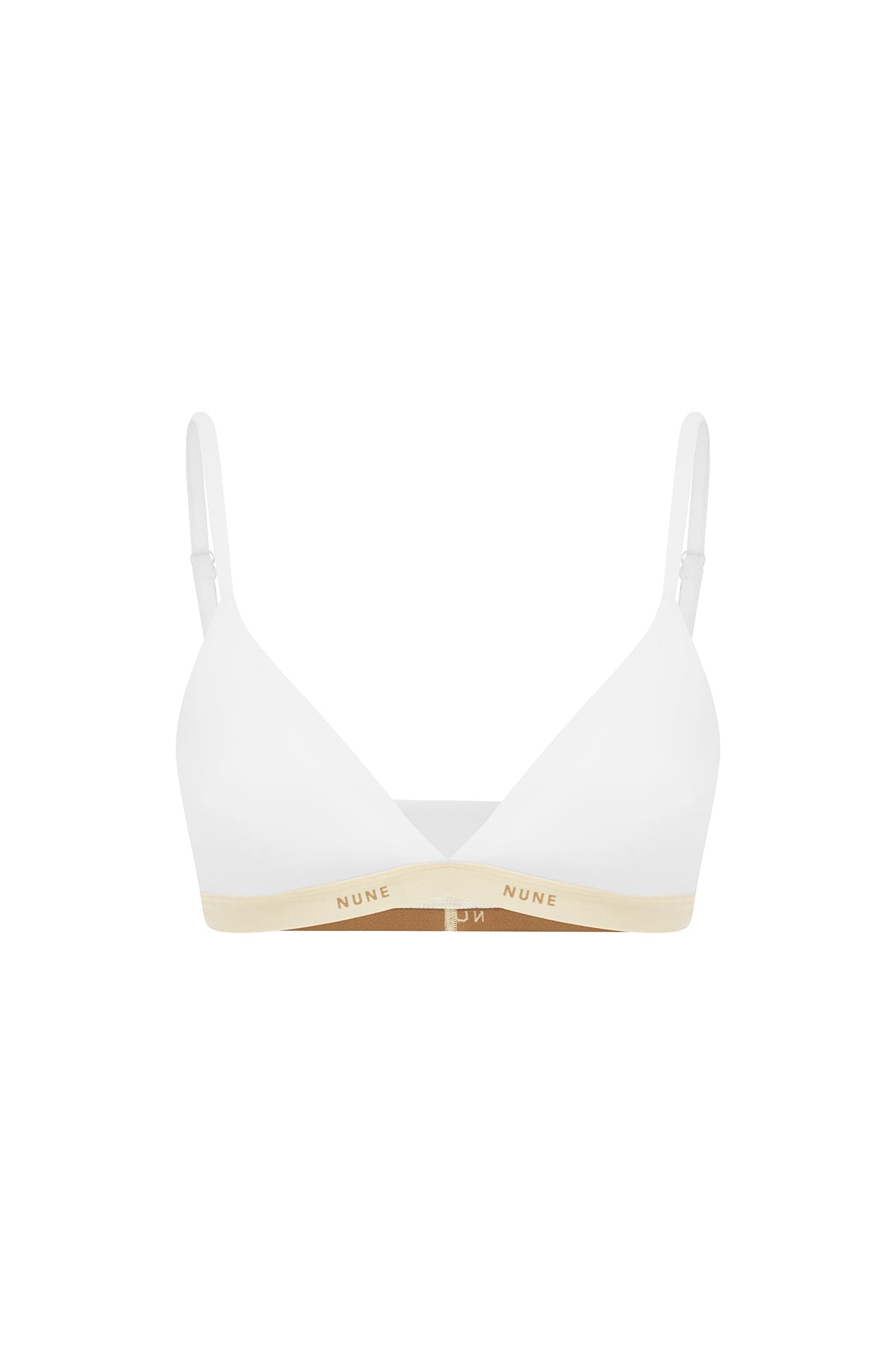 Triangle Bralette with a flattering low neckline and adjustable straps in white silky-soft micromodal blend, front view