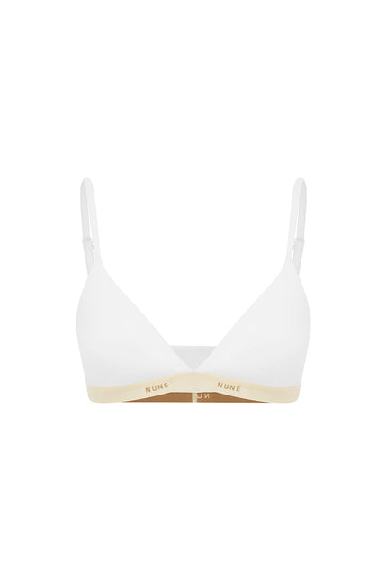 Triangle Bralette with a flattering low neckline and adjustable straps in white silky-soft micromodal blend, front view