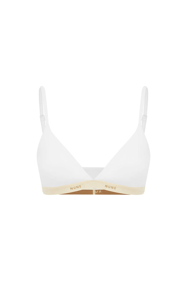 Triangle Bralette with a flattering low neckline and adjustable straps in white silky-soft micromodal blend, front view