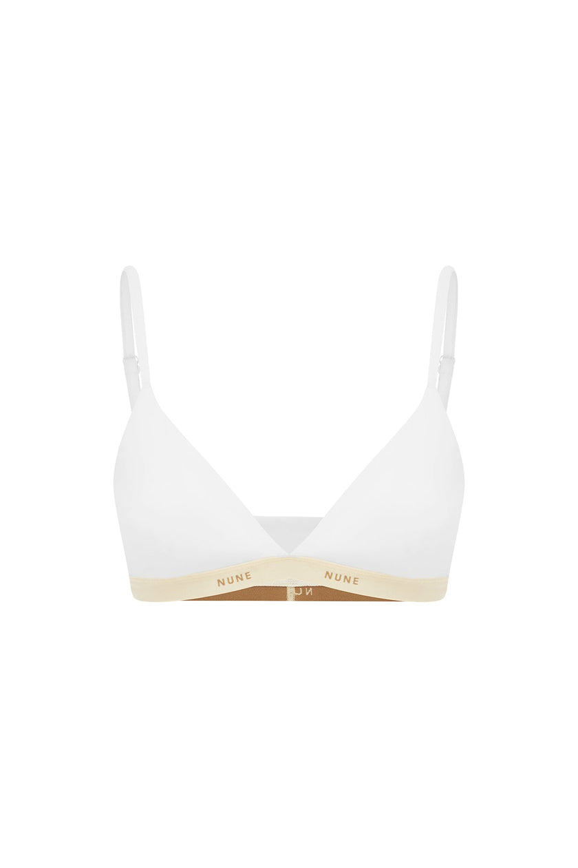 Triangle Bralette with a flattering low neckline and adjustable straps in white silky-soft micromodal blend, front view