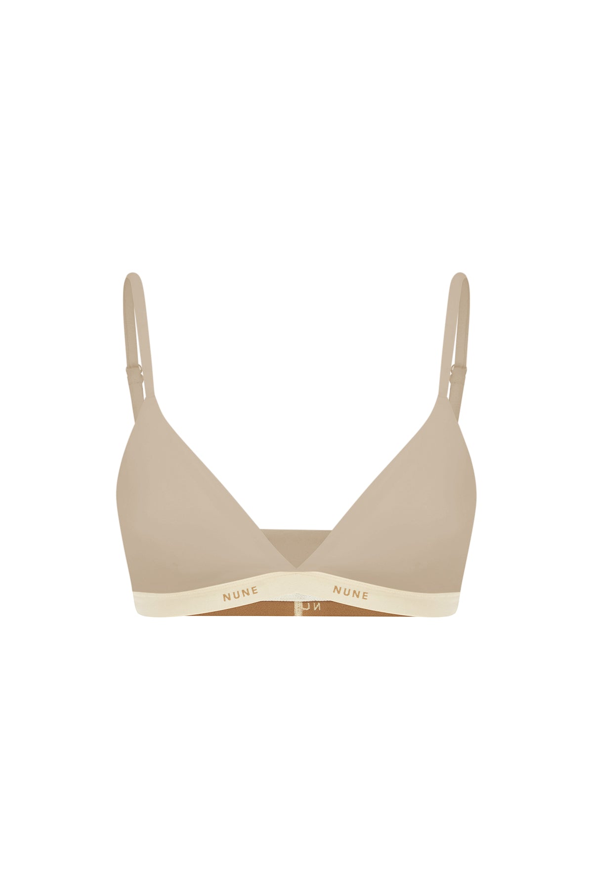 Triangle Bralette with a flattering low neckline and adjustable straps in latte silky-soft micromodal blend, back view