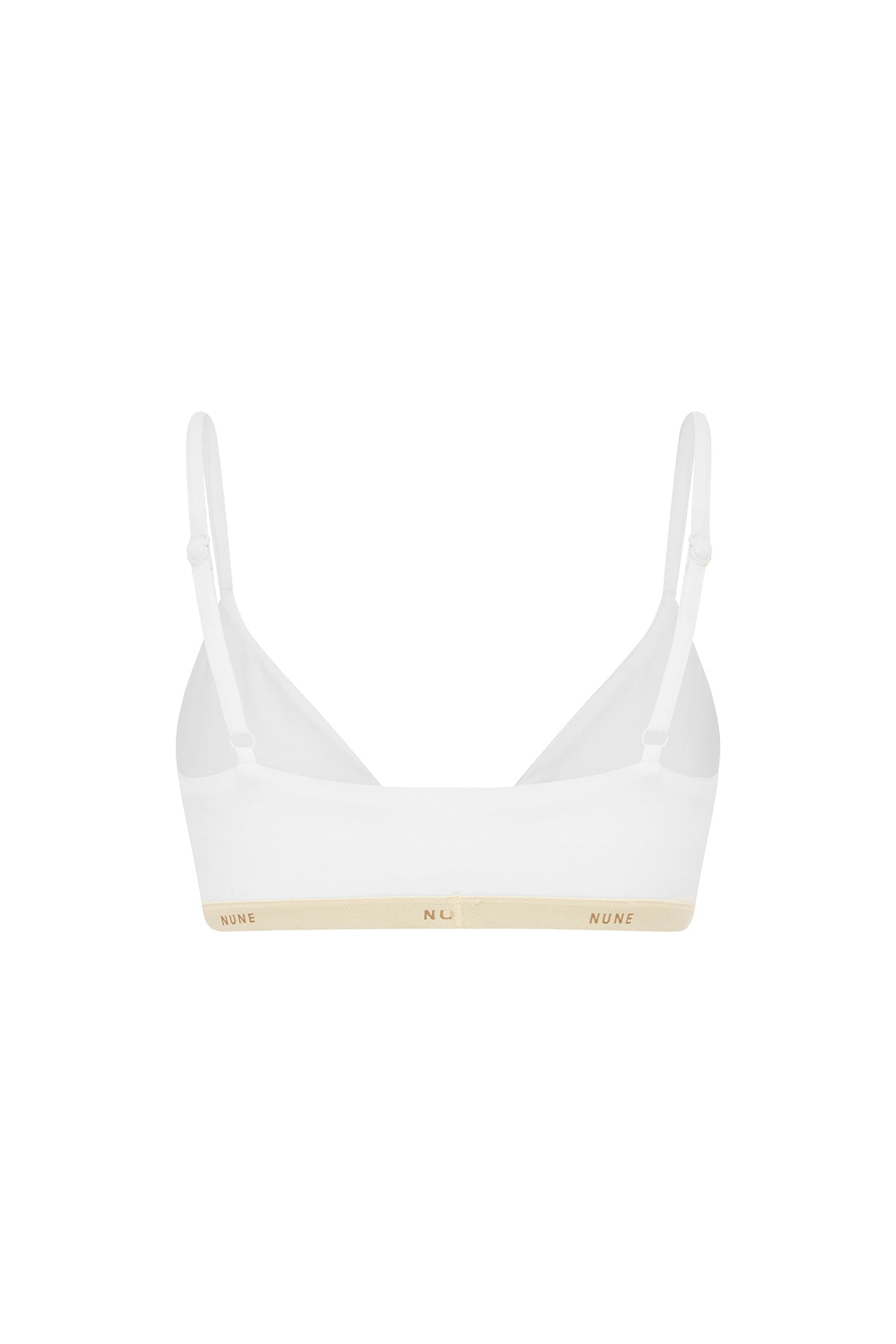 Triangle Bralette with a flattering low neckline and adjustable straps in white silky-soft micromodal blend, back view
