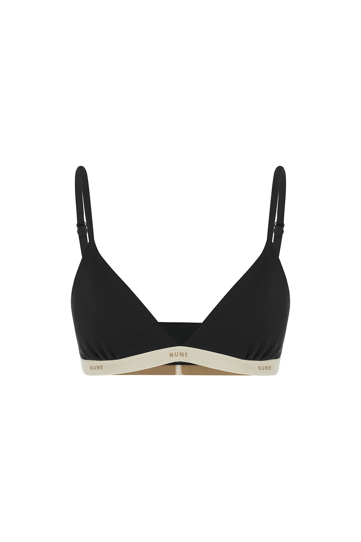 Triangle Bralette in Black with a flattering low neckline and adjustable straps in silky-soft micromodal blend, front view
