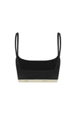 The Square Neck Bralette in black.  Back view showing adjustable straps and NUNE soft elastic under bust