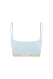 The Square Neck Bralette in daylight.  Front view showing slightly scooped square neck shape and NUNE soft elastic under bust