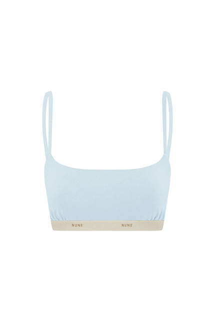 The Square Neck Bralette in daylight.  Front view showing slightly scooped square neck shape and NUNE soft elastic under bust